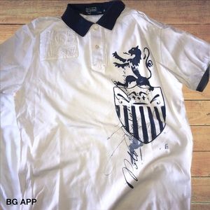 POLO BY RALPH LAUREN White polo with blue collar